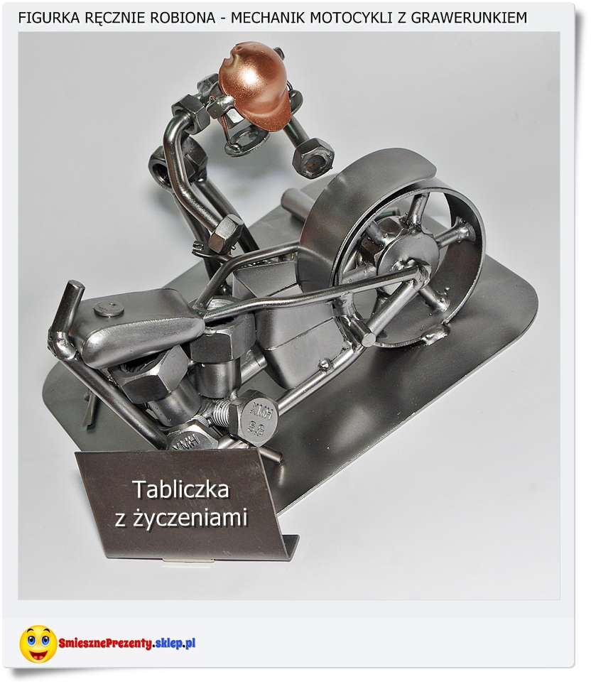 Metalowa figurka ręcznie robiona z grawerem dla mechanika