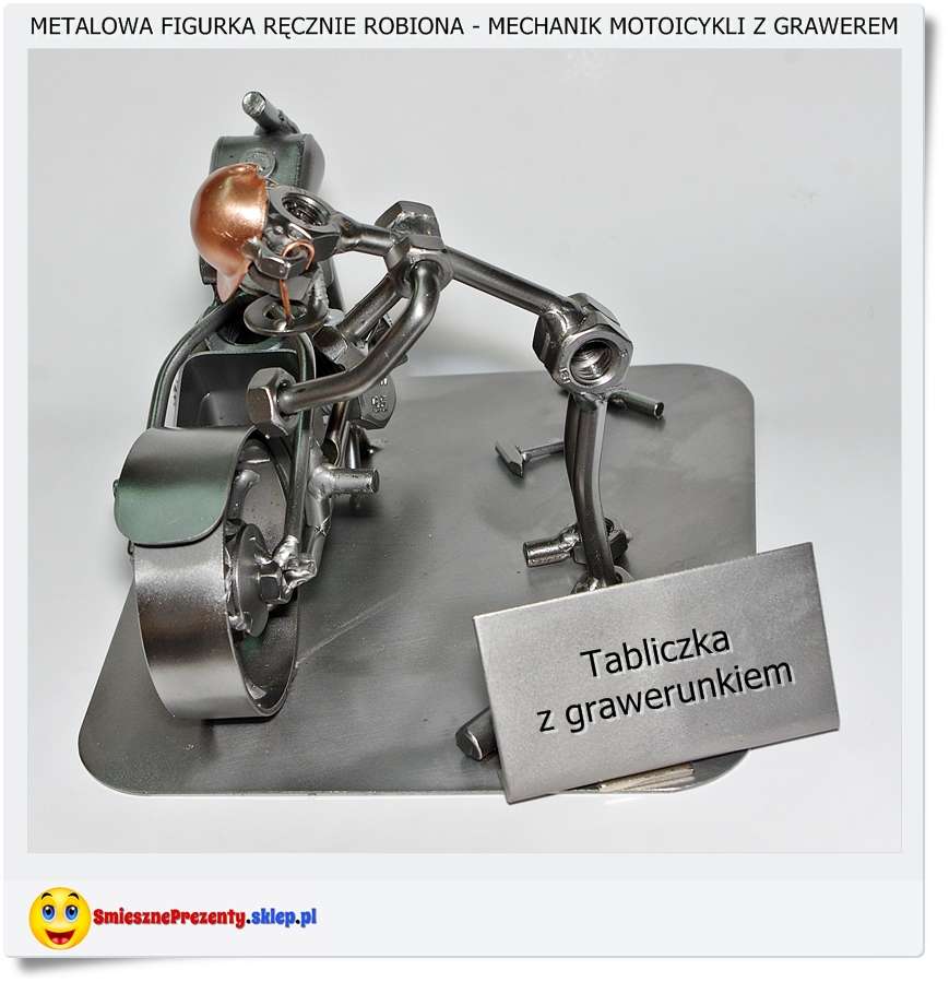 Metalowa figurka ręcznie robiona z grawerem dla mechanika