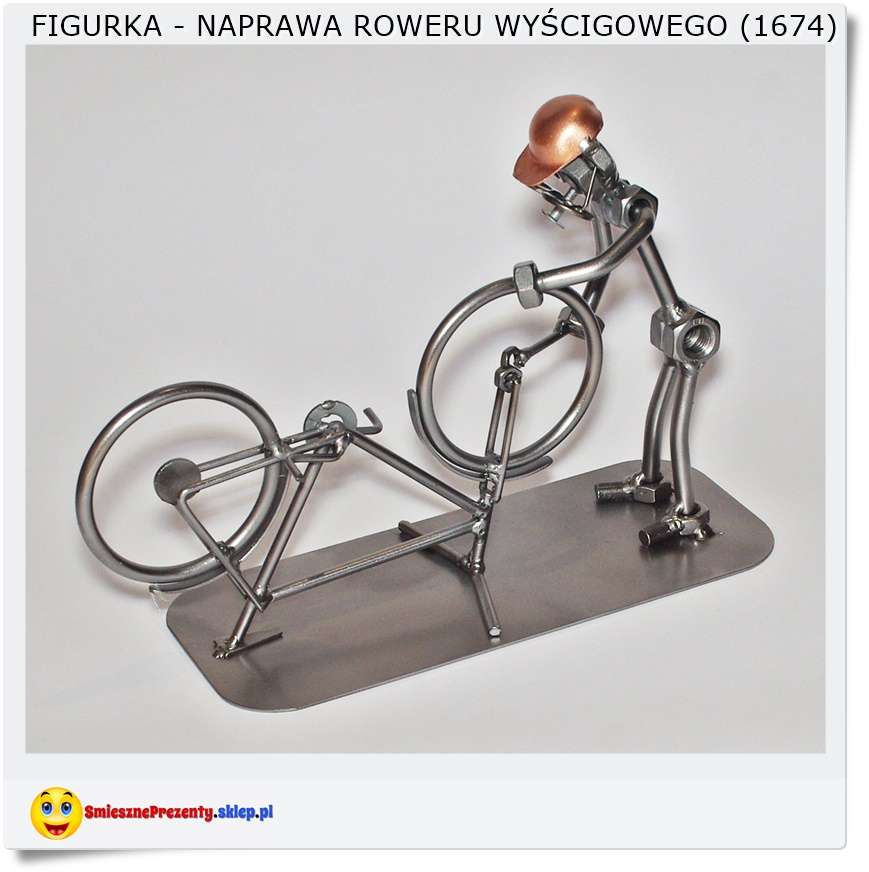 Figurka dla kolegi naprawiającego rower wyscigowy