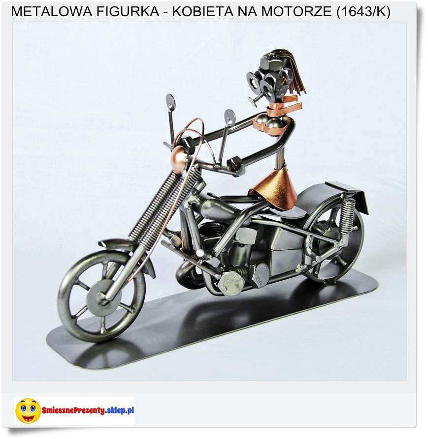 Dziewczyna na motorze ozdoba z metalu na prezent