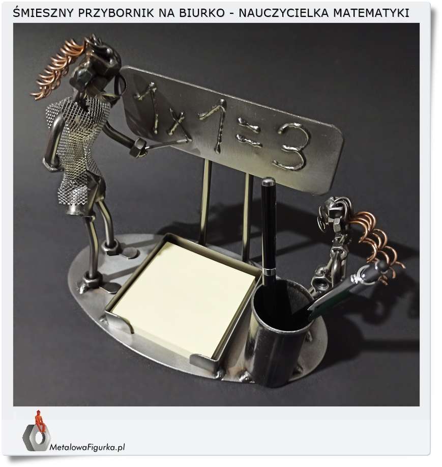 Metalowa śmieszna figurka dla nauczycielki