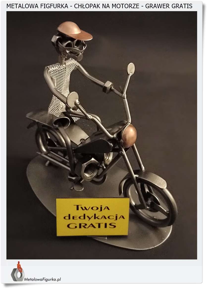 Figurka motocyklista z grawerem