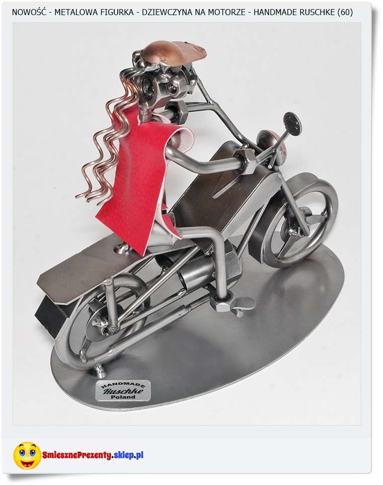 Metalowa figurka dla motocyklistki 