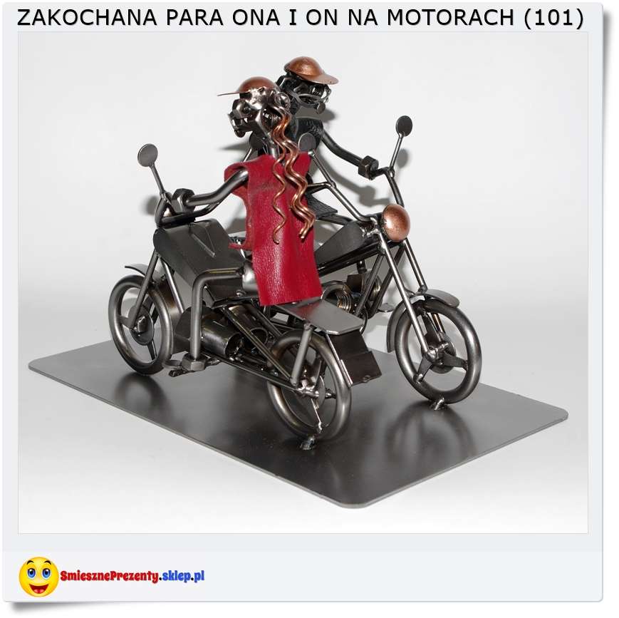 Metalowa statuetka dla dziewczyny i chłopaka na motorach