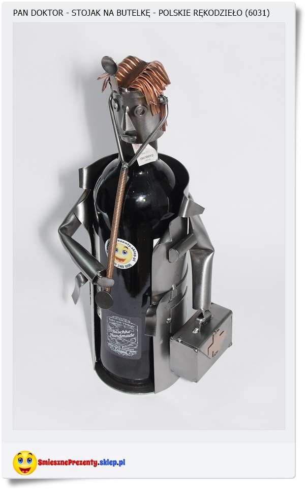 Metalowa figurka stojak na wino