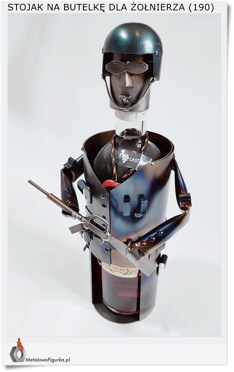 Metalowa figurka stojak na butelkę