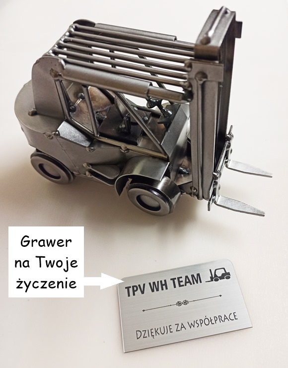 Metalowy wózek z grawerem na prezent Wózek widłowy na prezent dla kolegi