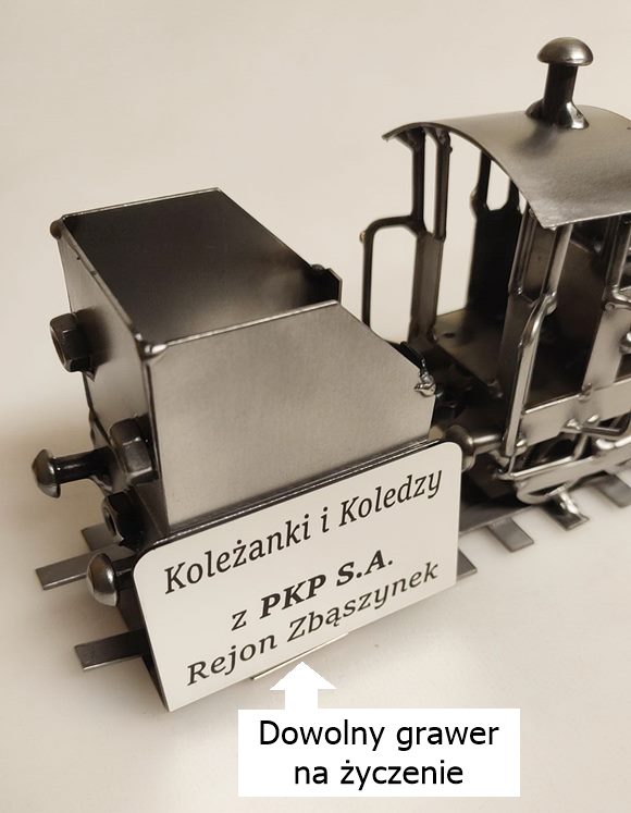 Przykład wygrawerowanej dedykacji Prezent z grawerem dla kolejarza